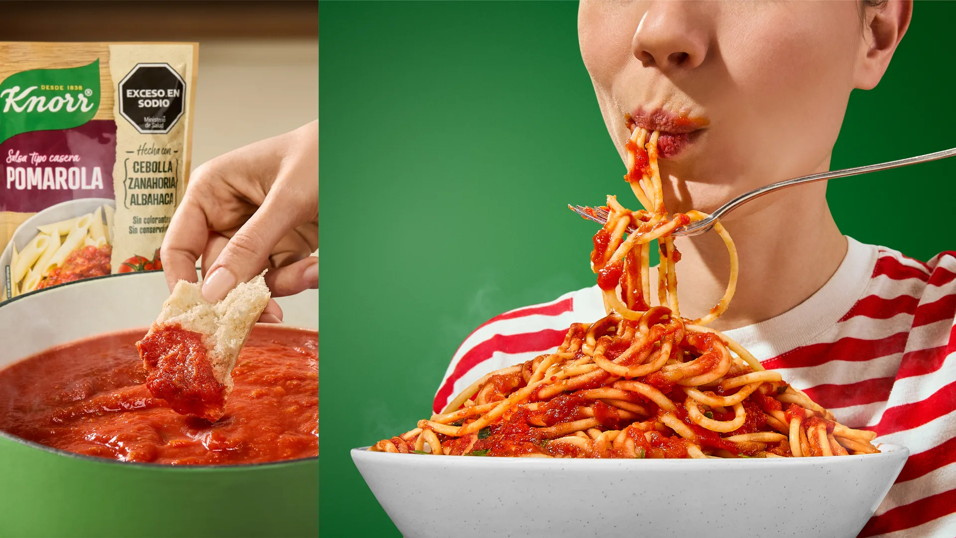 Los vegetales en el corazón de la mesa: salsa y pastas con Knorr