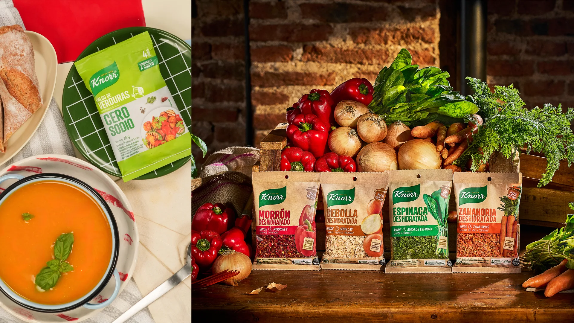 El portfolio de Knorr y los vegetales que lo componen
