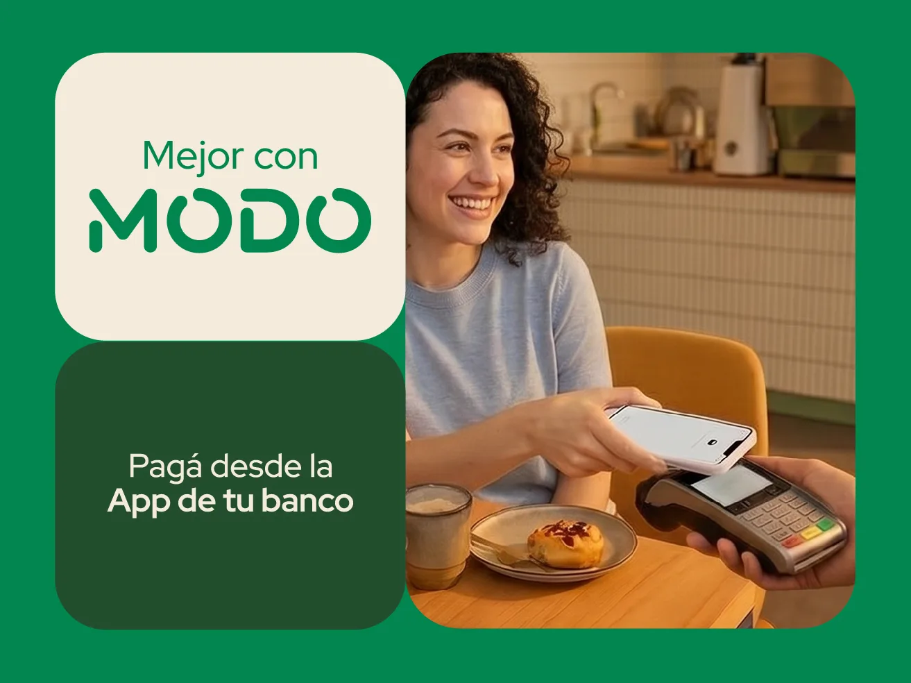 Mejor con MODO: pago desde la app del banco en un café