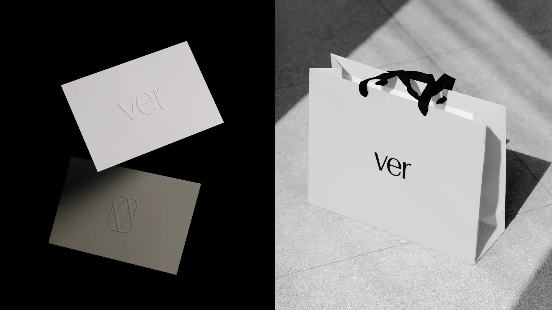 Nueva identidad de Ver: tarjetas y bolsa con el logo rediseñado